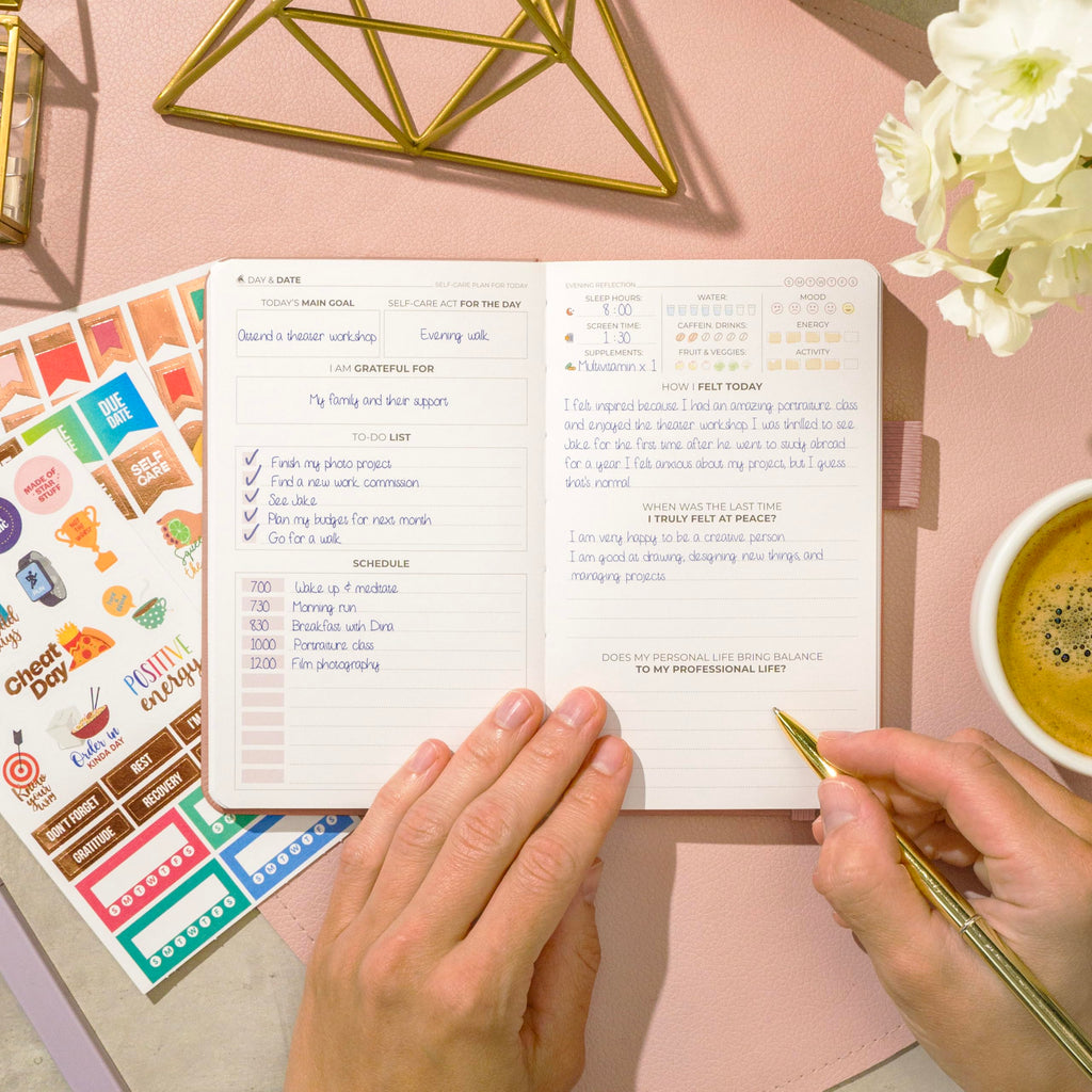 Clever Fox Self-Care Journal – Daily Reflection Notebook – Mental Health & Personal Development Planner, Meditation & Mood Log, Pocket (Rose Gold)