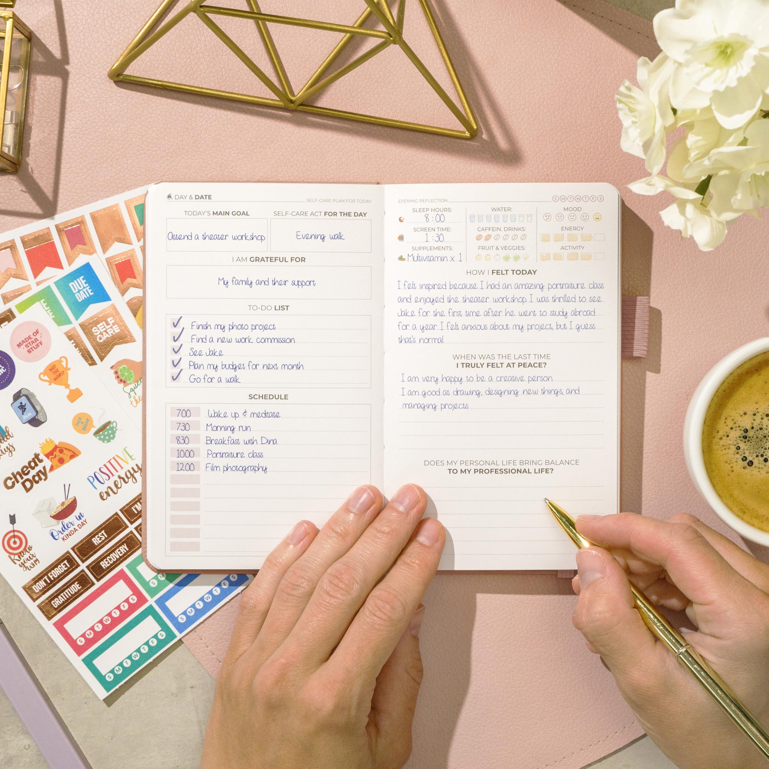 Clever Fox Self-Care Journal – Daily Reflection Notebook – Mental Health & Personal Development Planner, Meditation & Mood Log, Pocket (Rose Gold)