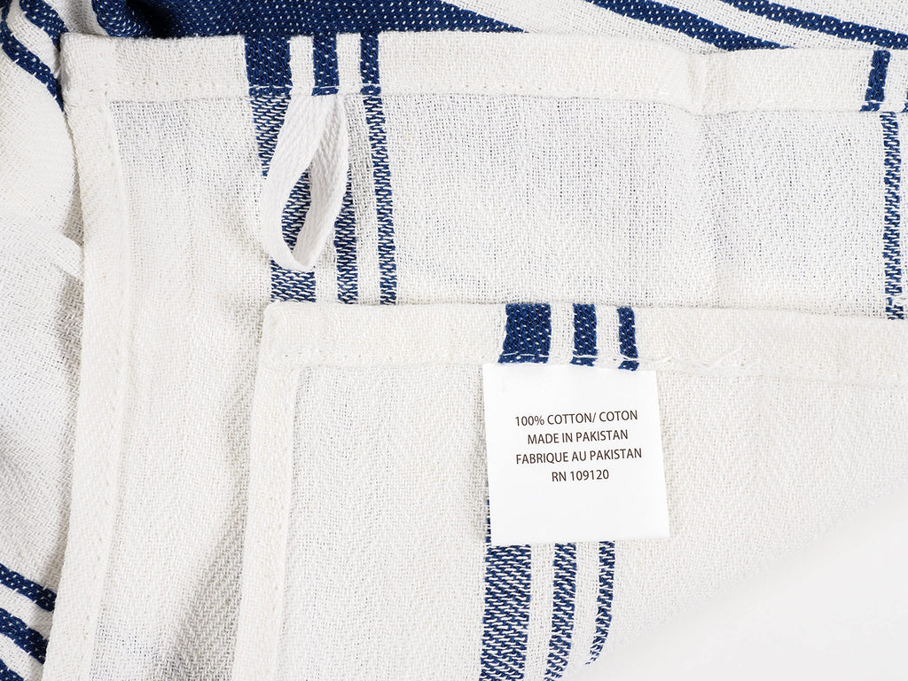 Kitchen Towels Set Of 10 - 18 x 28 Inches Assorted Cloth Dish and Tea Towels - Absorbent & Durable Cotton Towels For Cooking, Hand Drying & Cleaning Dishes (Navy)