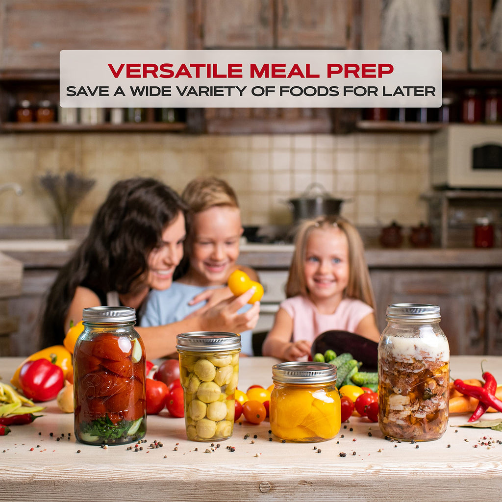 FORJARS Canning Lids and Rings Regular Mouth – 24Pcs/12Sets - Airtight Seals on Mason Jars to Preserve Food for Meal Prep - 2.7 In. Stainless Steel and Bands with Silicone Seals – Canning Supplies