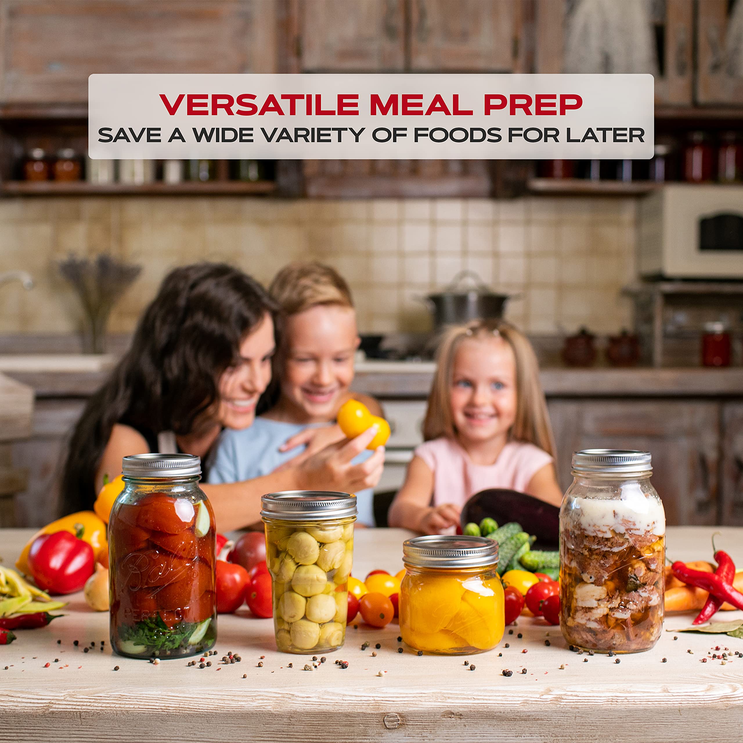FORJARS Canning Lids and Rings Regular Mouth – 24Pcs/12Sets - Airtight Seals on Mason Jars to Preserve Food for Meal Prep - 2.7 In. Stainless Steel and Bands with Silicone Seals – Canning Supplies