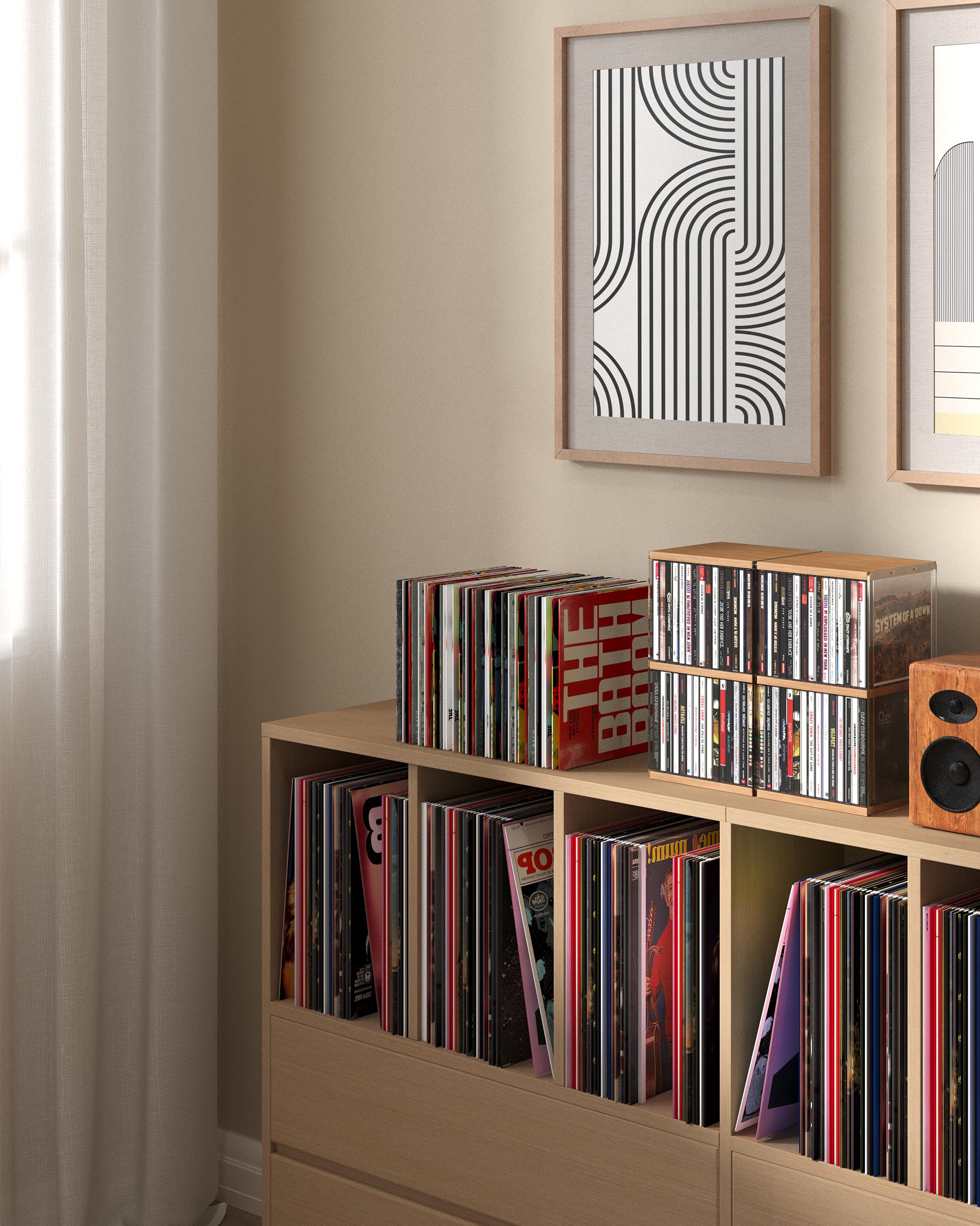 AREAJD Retro Walnut-colored MDF CD Holder Desk Rack Organizer, Cute Holds 30 CD Case, Cd Holder Stand, CD Storage/Shelf/Tower/Stand Dollar, Fit for Theatre Room