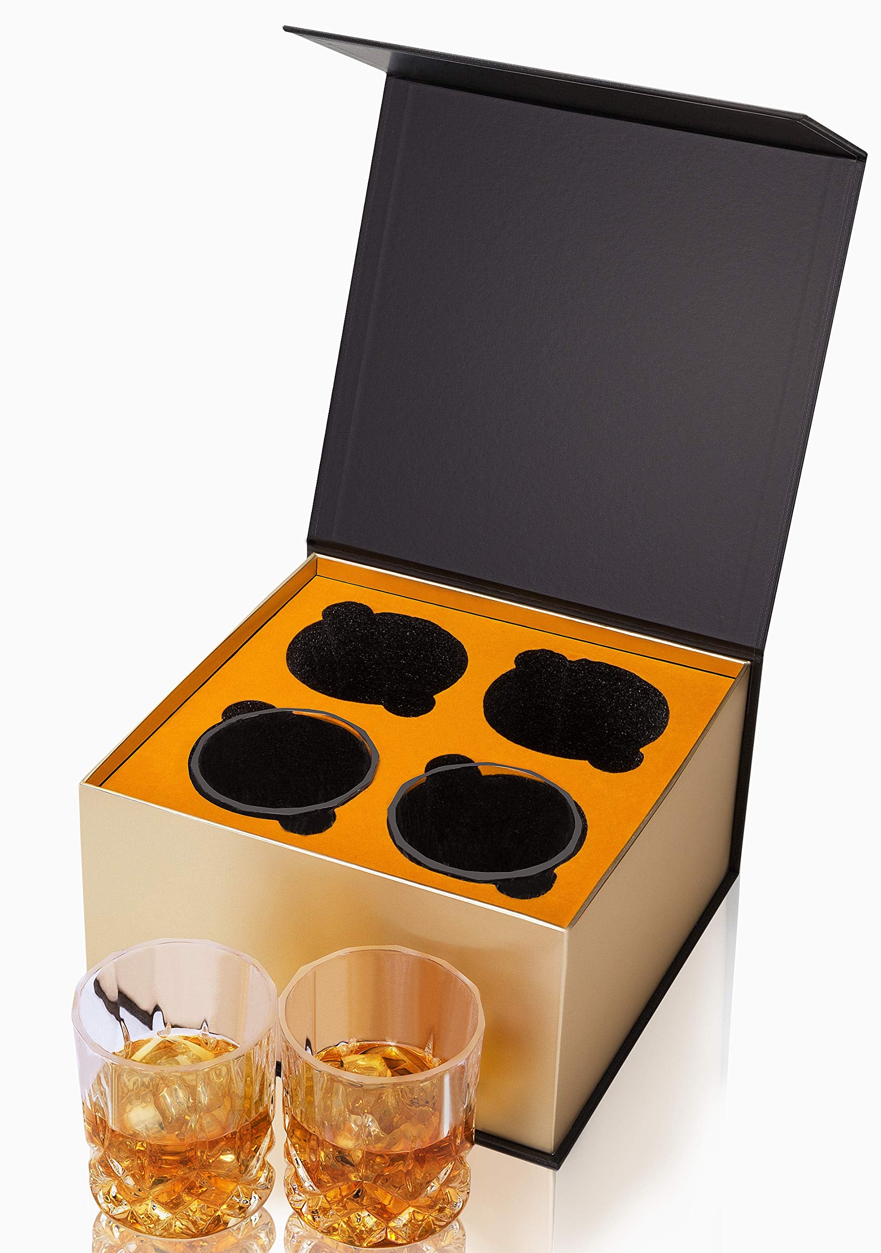 KANARS Whiskey Glasses Set of 4 - 300ml Old Fashioned Cocktail Glass - Premium Crystal Tumblers for Scotch, Whisky, Bourbon, Rum and Vodka - Unique Gift for Father's Day
