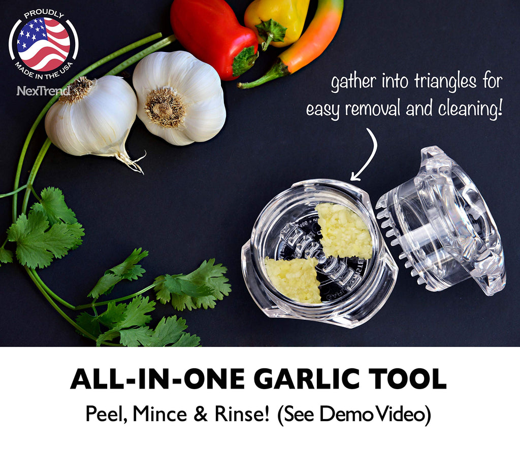 Nextrend Garlic Twister 4th Gen - Ginger, Herb, Nuts & More - Handheld Kitchen Mincer, BPA Free, Dishwasher Safe (Clear)