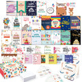 feela Birthday Cards, 80 Pack 40 Designs Happy Birthday Card Assorted Bulk with 80 Blank Envelopes 84 Pieces of Stickers 3 Washi Tapes, 4 X 6 Inches Greeting Cards (40 Pack X2)