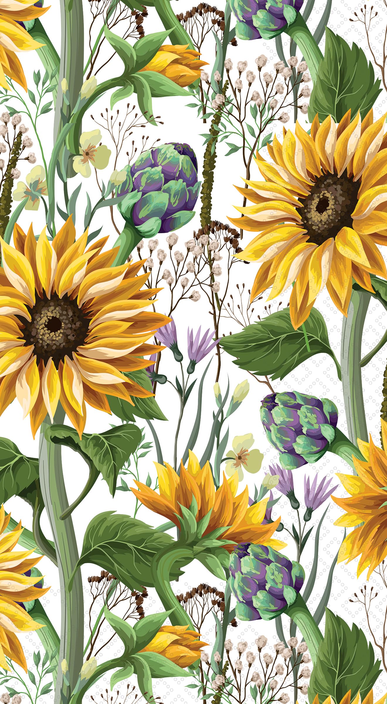 IHR Ideal Home Range Dinner Napkins Disposable 3-Ply Paper Hand Towels, 8.5" x 4.5", Sunflowers Meadows, 16-Count