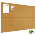 AMUSIGHT Cork Board Tiles, 6 Packs 12" x 12" 1/2" Thick Cork Bulletin Board Pin Board Self Adhesive Cork Boards for Walls with 60 Pushpins for Home Office Kitchen School