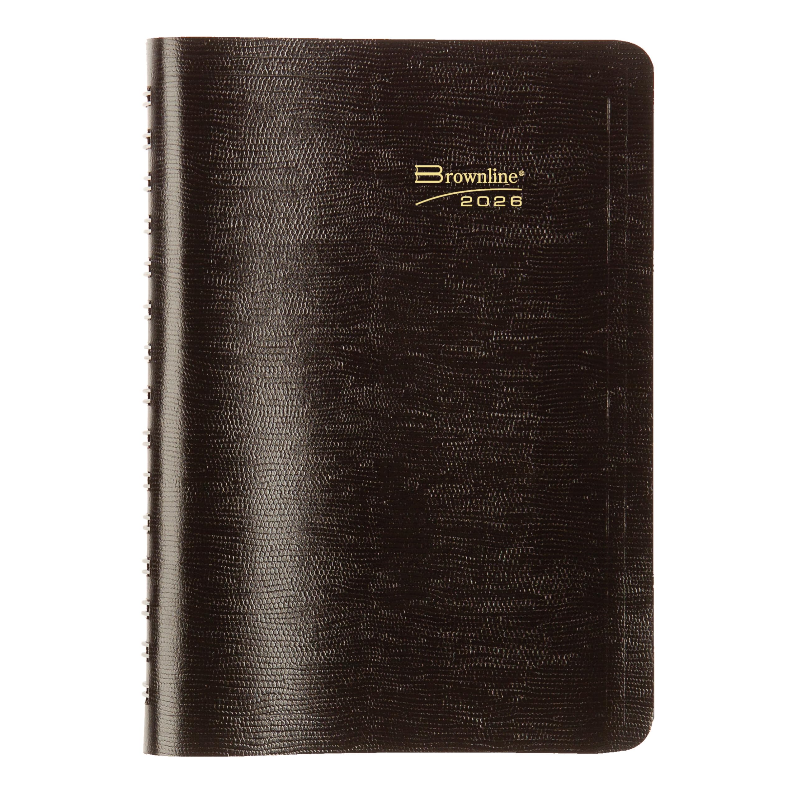 Brownline® 2026 Essential Daily/Monthly Planner, Appointment Book, 12 Months, January to December, Twin-Wire Binding, 8" x 5", Black (CB634W.BLK-26)