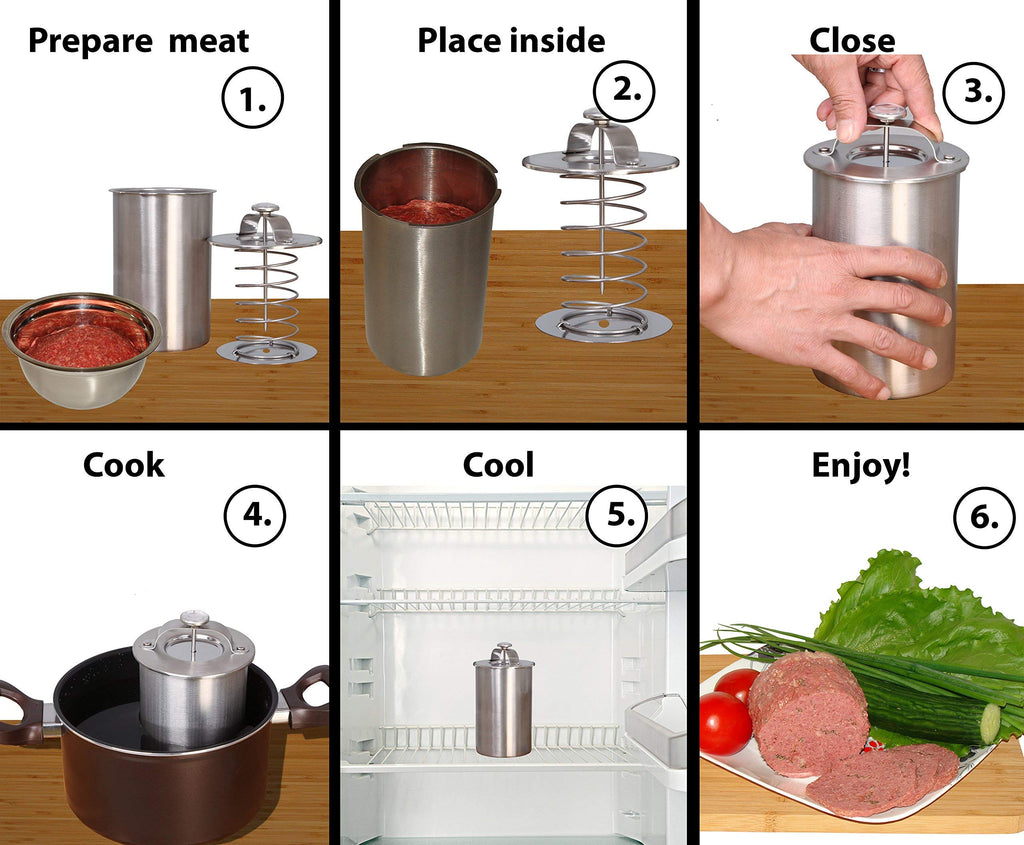 Proudly Canadian Madax Ham Maker - Stainless Steel Meat Press for Making Healthy Homemade Deli Meat with Thermometer and Cooking Bags