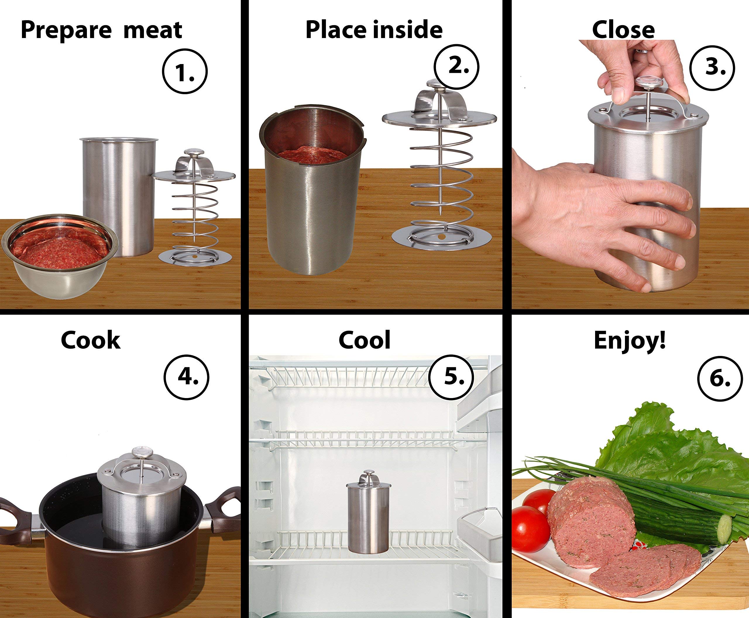 Proudly Canadian Madax Ham Maker - Stainless Steel Meat Press for Making Healthy Homemade Deli Meat with Thermometer and Cooking Bags