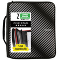 Five Star Zipper Binder, 2 Inch 3 Ring Binder, 6-Pocket Expanding File, Durable, Black (72536)