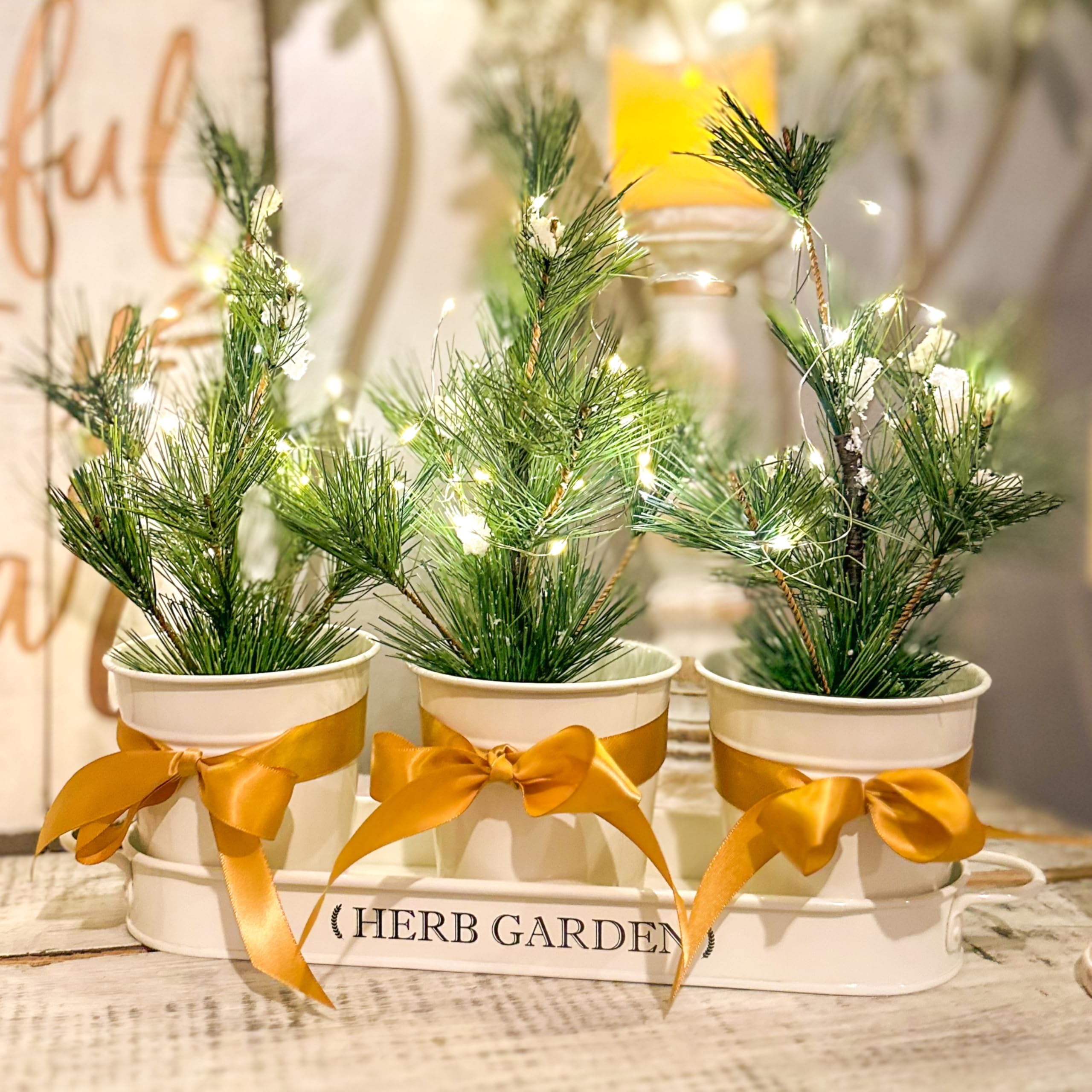 PERFNIQUE Indoor/Outdoor Herb Garden Planter, Farmhouse Plant Pots, Windowsill Garden With Tray, Window Pots for Indoor Plants (Off White)