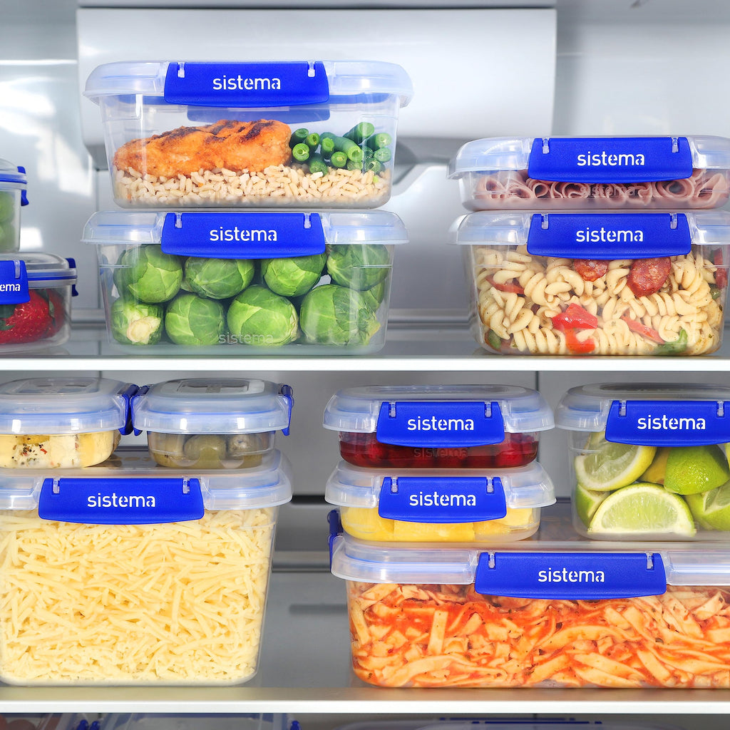 Sistema KLIP IT PLUS Food Storage Containers, Leak-Proof Seal, Airtight & Stackable Meal Prep Container Set with Lids, School Lunch Boxes & Snack Boxes, BPA-Free, 6 Count (3 x 1L, 2 x 400mL, 1 x 2.2L)
