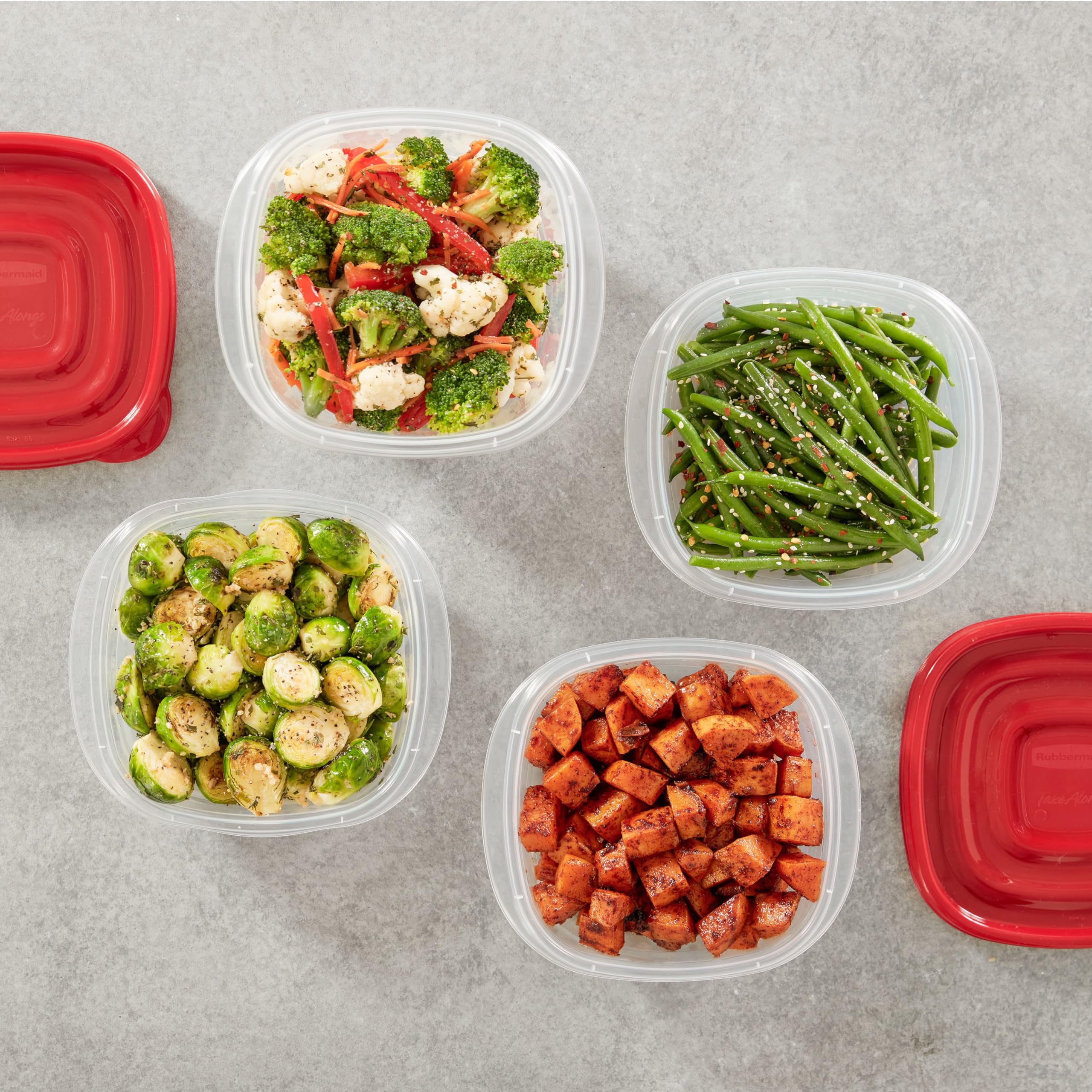 Rubbermaid TakeAlongs Food Storage Containers, 52 Piece Plastic Container Set, Dishwasher and Microwave Safe Meal Prep, Snack, and Lunch Container, BPA Free, Ruby Red