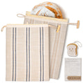 JACYAO'S Beeswax Bread Bags for Sourdough (2 Pack), Sourdough Bread Bags with Removable Beeswax Lining, Cute Cleaning Sponge and Friendly Guide for Beginner, Food Storage Container for Sourdough
