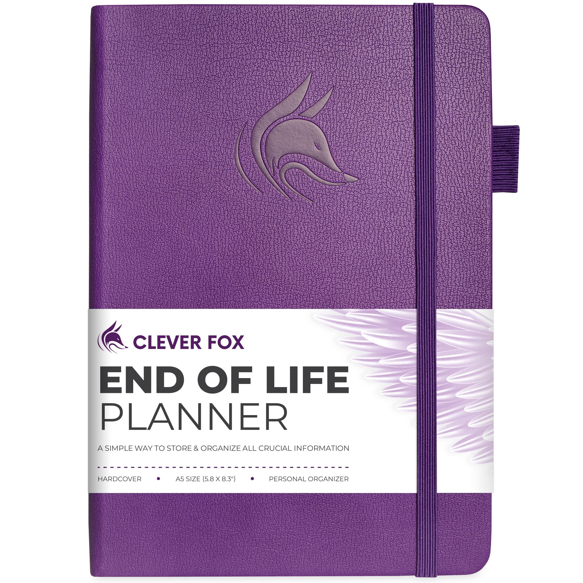 Clever Fox End of Life Planner – Guided Final Arrangements Organizer Notebook for Instructions, Beneficiary Info, Will Preparation, Last Wishes & Funeral Planning – Hardcover, A5 Size (Purple)