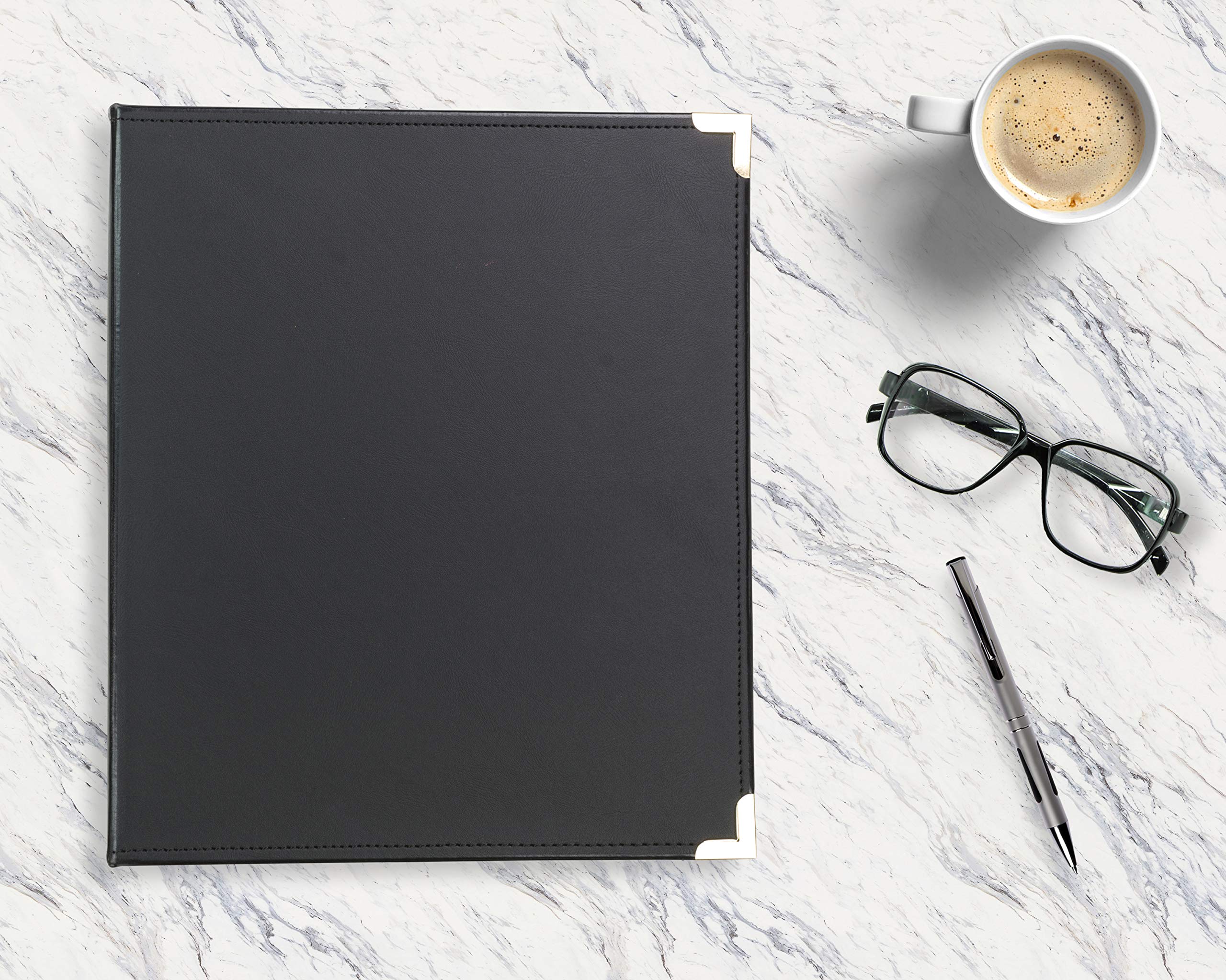 Samsill Classic Collection Leather 3 Ring Binder, Executive Presentation Portfolio, 0.5 Inch (Holds 100 Sheets), Brass Round Ring, Black