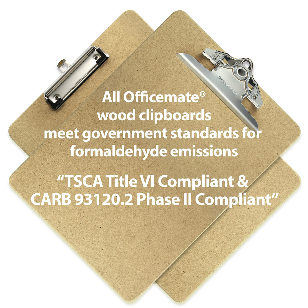 Officemate Recycled Wood Clipboards, 6 Inch Clip, 12 Pack Clipboards, Letter Size (9 x 12.5 Inches), Brown (83712)
