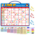 Magnetic Reward Chart, Dry Erase Kids Behavior Responsibility Task Board-84 Chores (Including 7 Blanks), 272 Magnetic Stars, 8 Markers & 3 Name Cards-Good Behavior Daily Routine to Motivate Kids