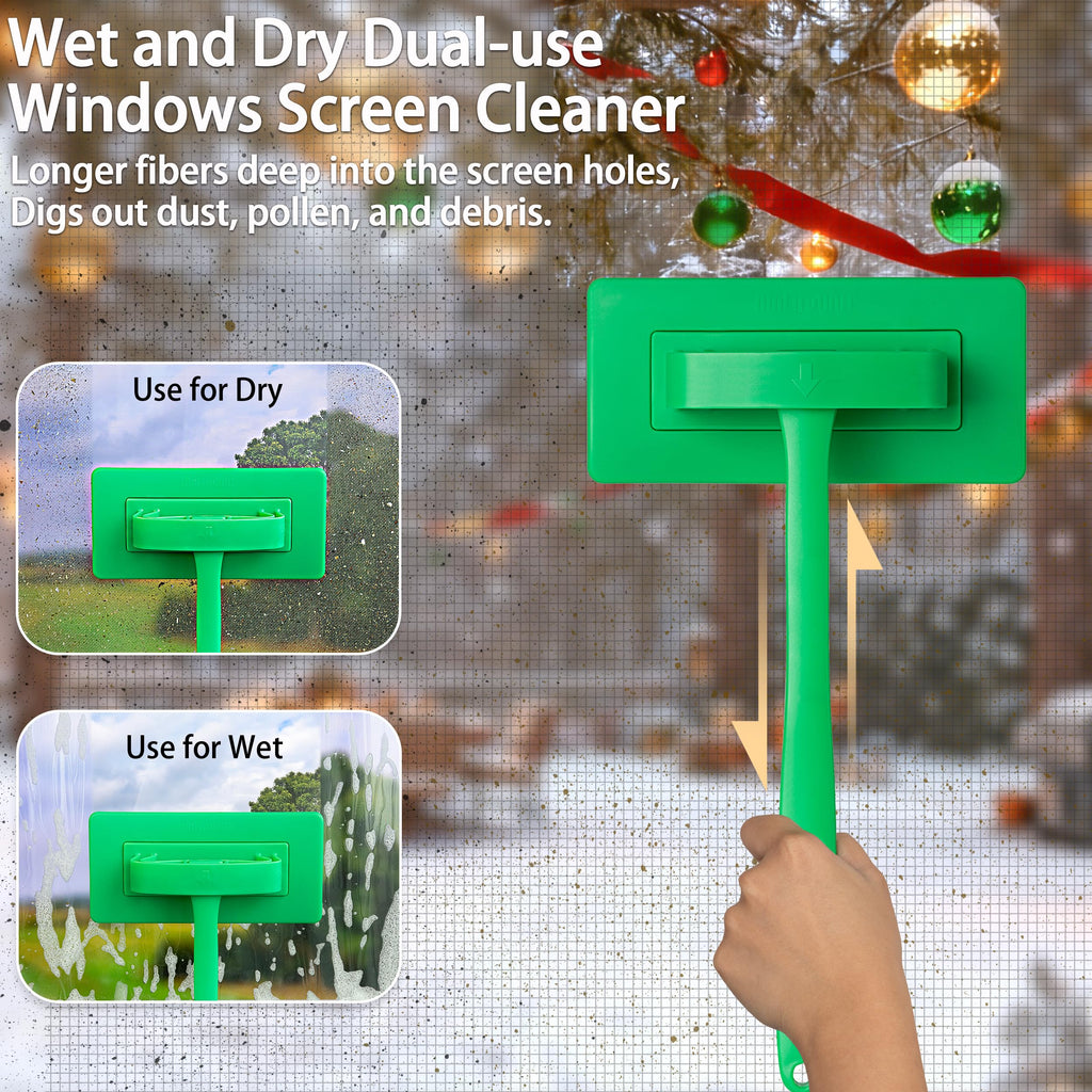MyLifeUNIT 2 Packs Mesh Screen Cleaner, Window Screen Cleaning Brush Washing Equipment, Detachable Window Cleaner Tool with Wet and Dry Dual-Use