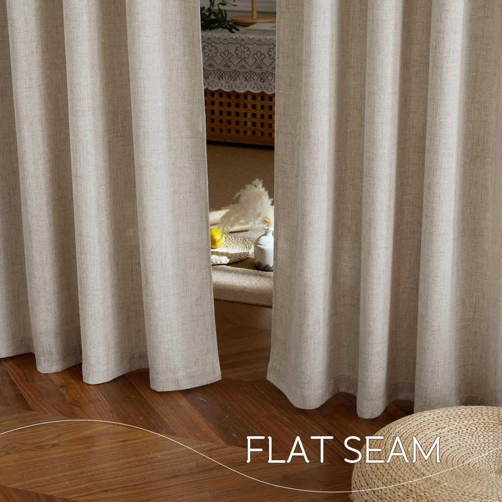 NICETOWN Linen Curtains 84 inches Long Light Filtering for Living Room, Rod Pocket & Back Tab Washable Window Treatments Faux Semi Sheer Privacy with for Farmhouse, W52 x L84, 2 Panels, Oatmeal
