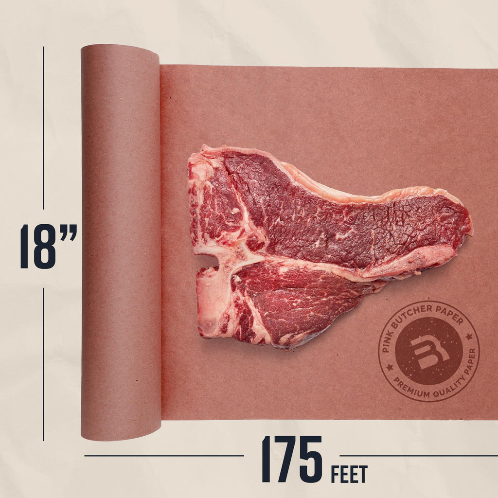 Bryco Goods Pink Butcher Paper Roll - 18 Inch x 175 Feet - Food Grade Peach Paper for Smoking & Grilling Meat, BBQ, Brisket - Unbleached Unwaxed Uncoated