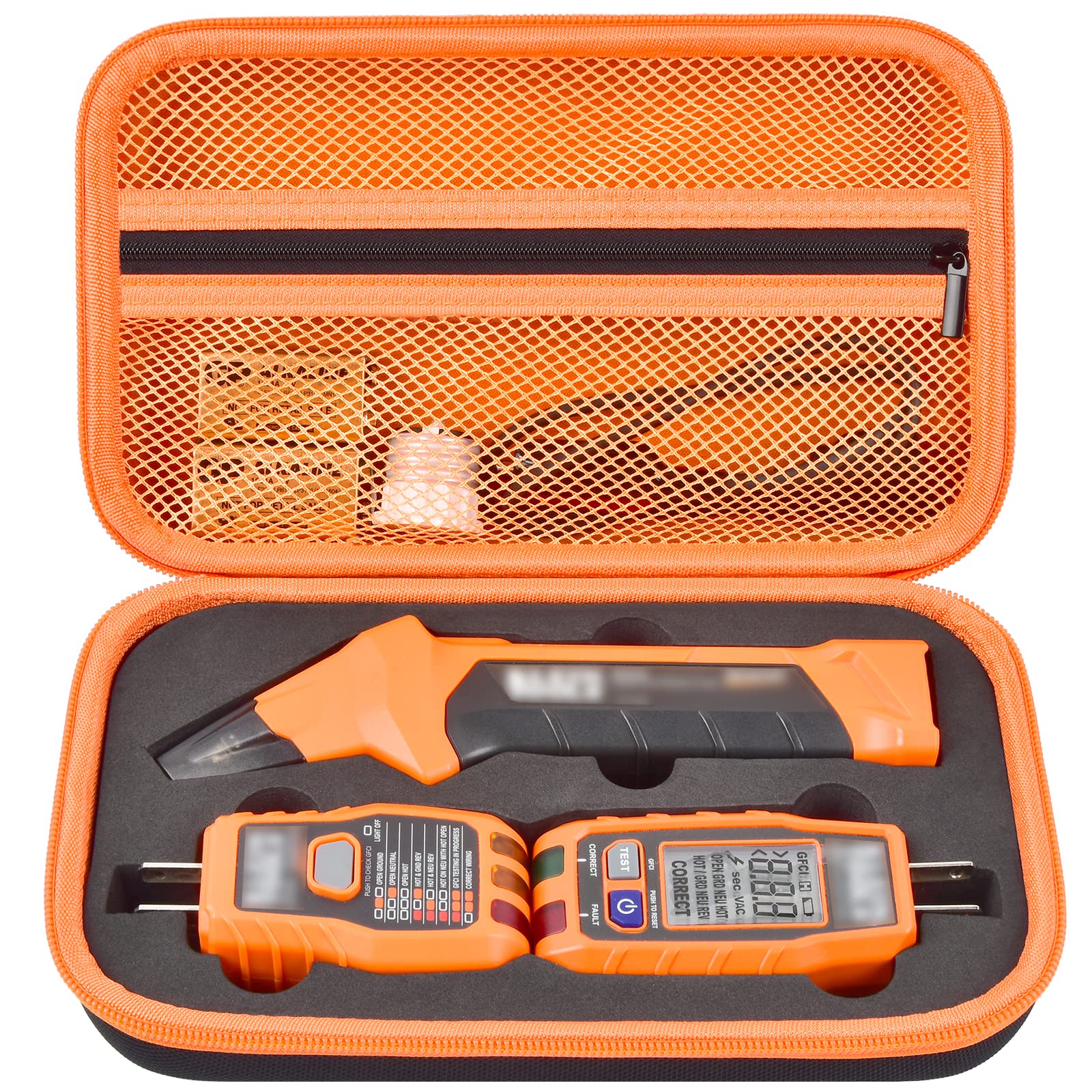 Case Compatible with Klein Tools ET310 AC Circuit Breaker Finder & 80041 Outlet Repair Tool Kit & RT250 GFCI Receptacle Tester. Electrical Storage Organizer Holder Bag (Box Only)-Orange Inner