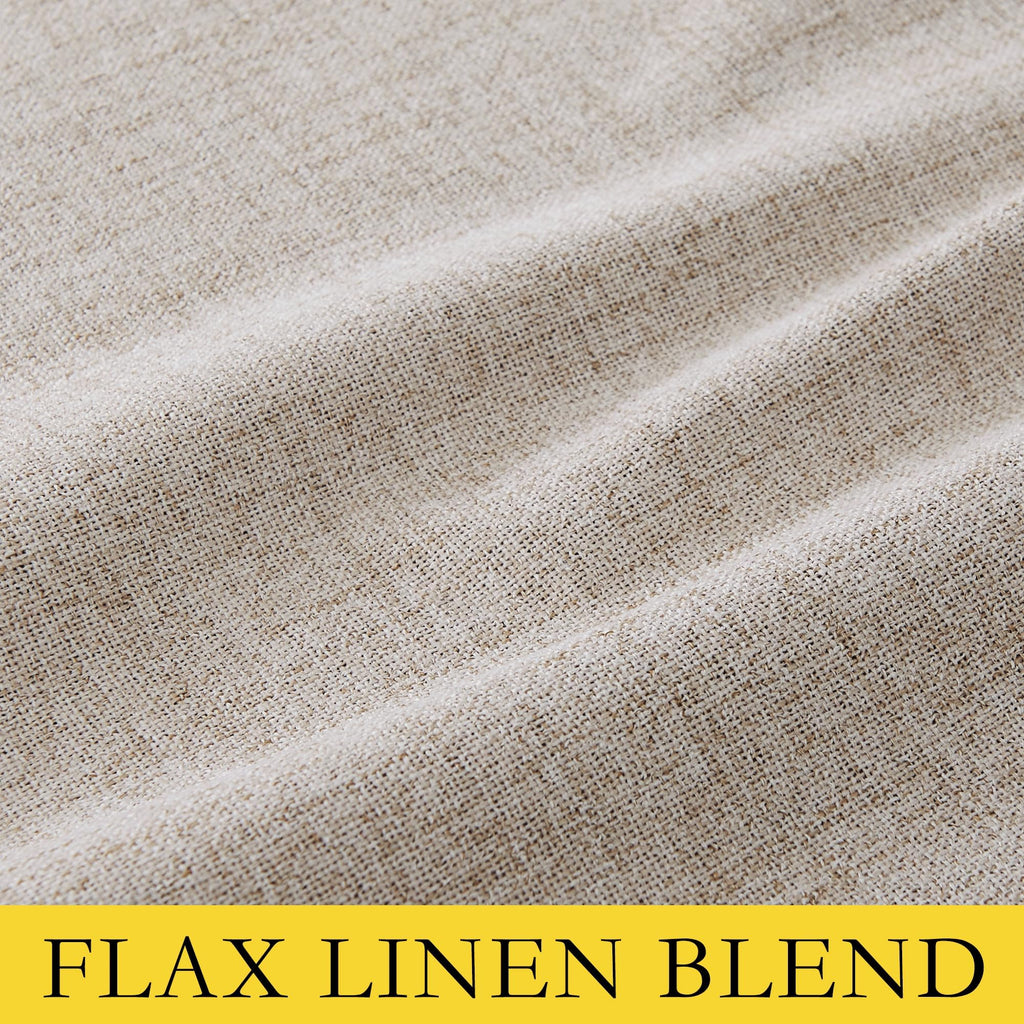 NICETOWN Oatmeal Vintage Open Linen Weave Flax Thermal Curtains, 100% Blackout Curtains 84 Inches Long for Dining Room, Window Treatment Drapes for Hall Room, 52" Wide Per Panel, Set of 2