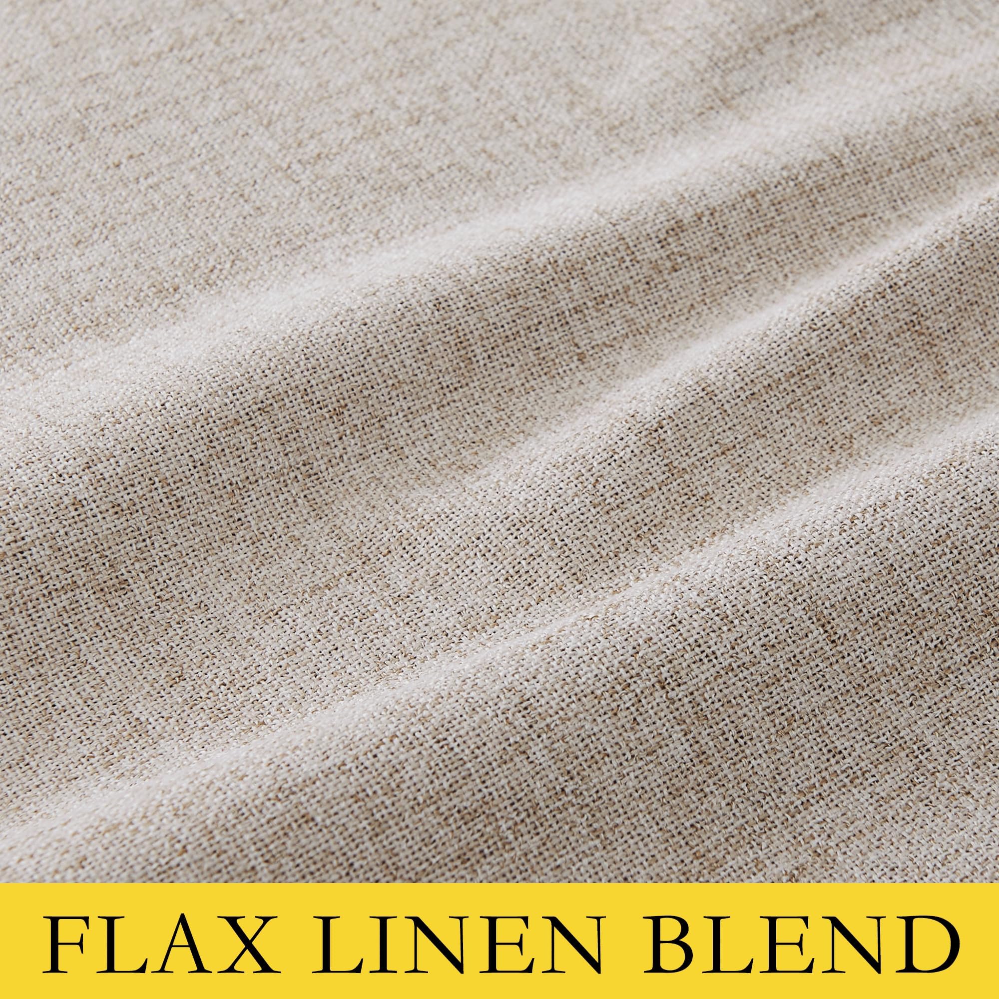 NICETOWN Oatmeal Vintage Open Linen Weave Flax Thermal Curtains, 100% Blackout Curtains 84 Inches Long for Dining Room, Window Treatment Drapes for Hall Room, 52" Wide Per Panel, Set of 2