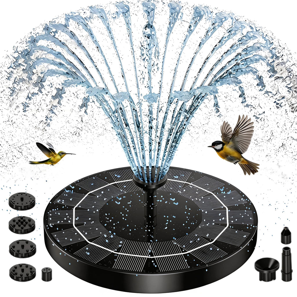 AISITIN Solar Fountain Upgrade, 2.5W 160mm Solar Bird Bath Fountains Pump Outdoor Water Pump Solar Floating Fountain with 6 Fountain Styles for Garden, Bird Bath, Pond, Fish Tank