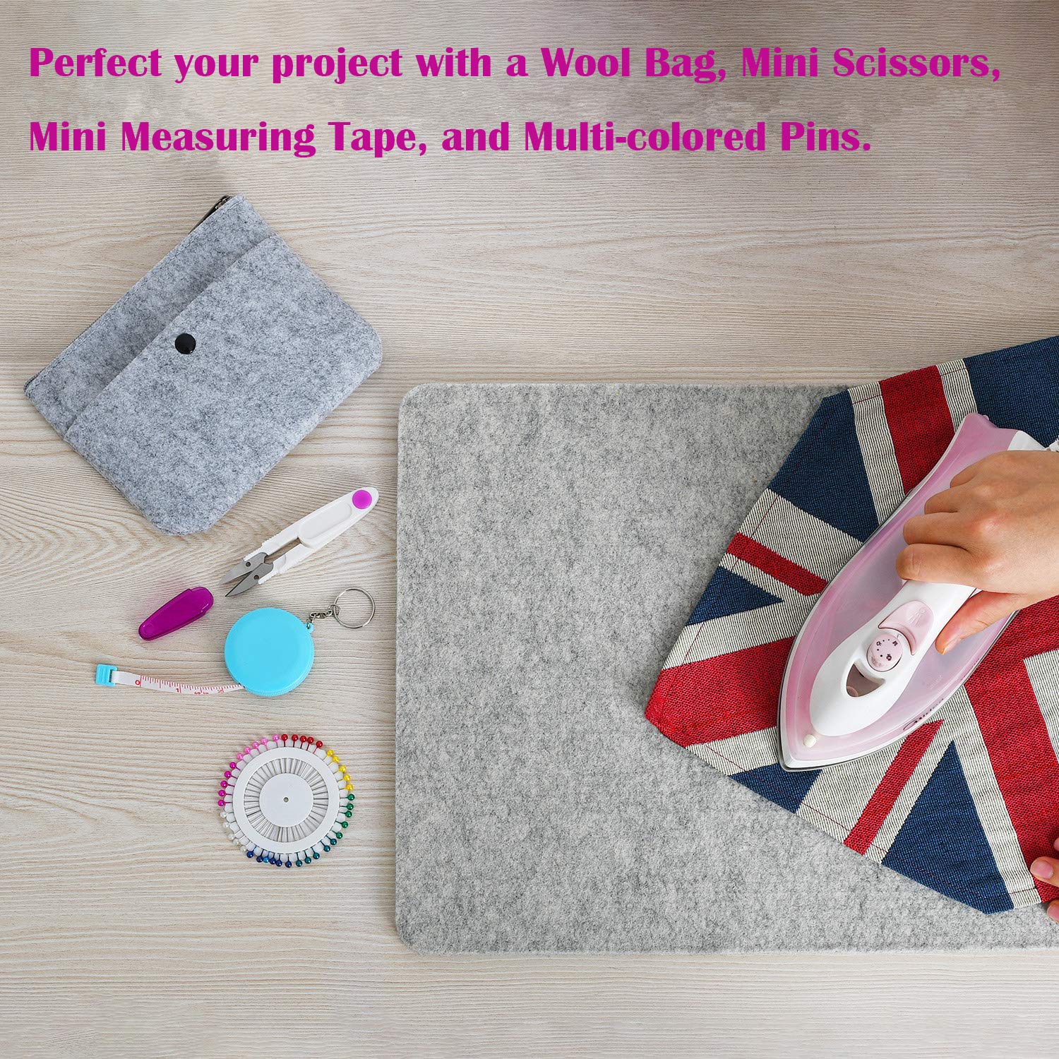 Rdutuok 17x13.5 Inches Wool Pressing Mat for Quilting Ironing Pad Easy Press Wooly Felted Iron Board for Quilters Retains Heat, Great for Quilting & Sewing Projects