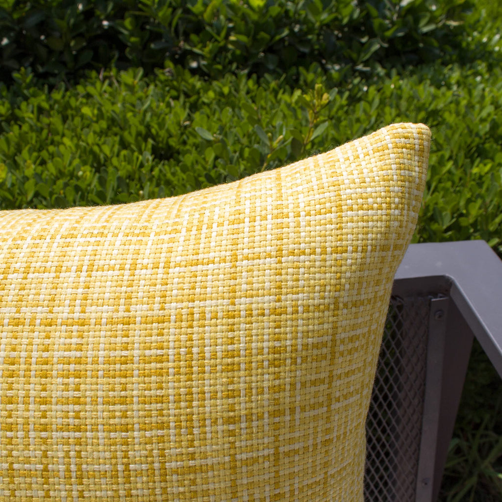 Kevin Textile Pack of 2 Decorative Outdoor Waterproof Throw Pillow Covers Lumbar Pillowcases Modern Cushion Cases for Patio Couch Bench 12 x 20 Inch Yellow