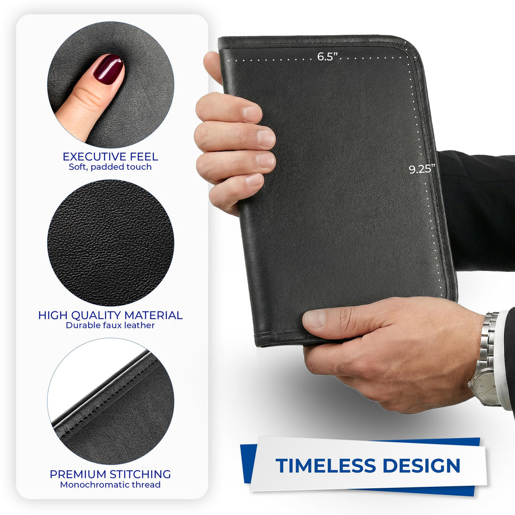 Samsill Mini Professional Padfolio, Business Portfolio, Black, Includes 5x8 Writing Pad