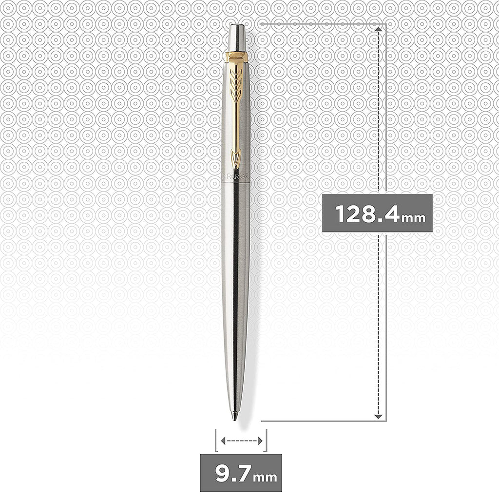 Parker Jotter Ballpoint Pen, Stainless Steel with Chrome Trim, Medium Point, Blue Ink, Gift Box, ‎1 Count (Pack of 1)