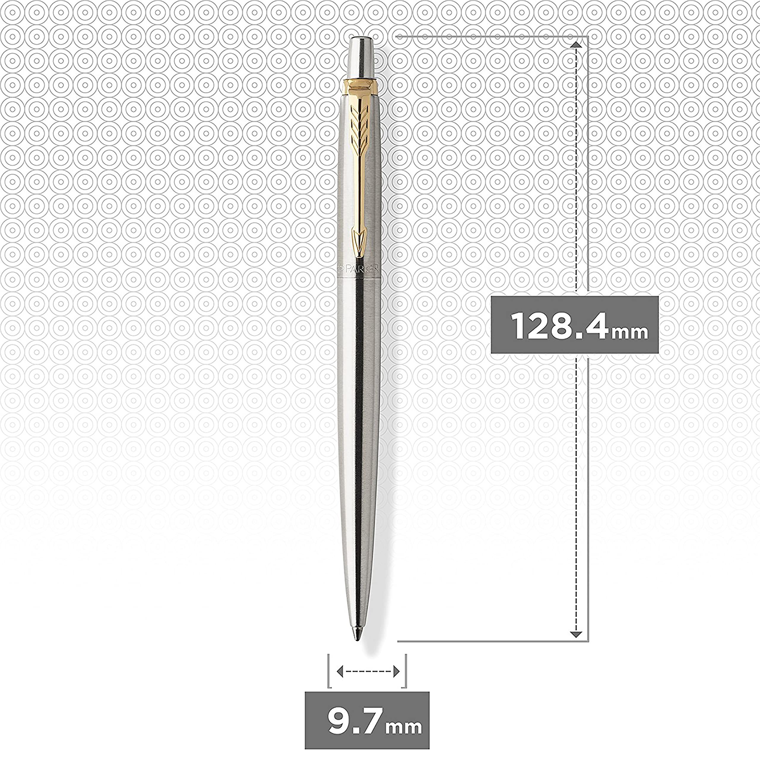 Parker Jotter Ballpoint Pen, Stainless Steel with Chrome Trim, Medium Point, Blue Ink, Gift Box, ‎1 Count (Pack of 1)