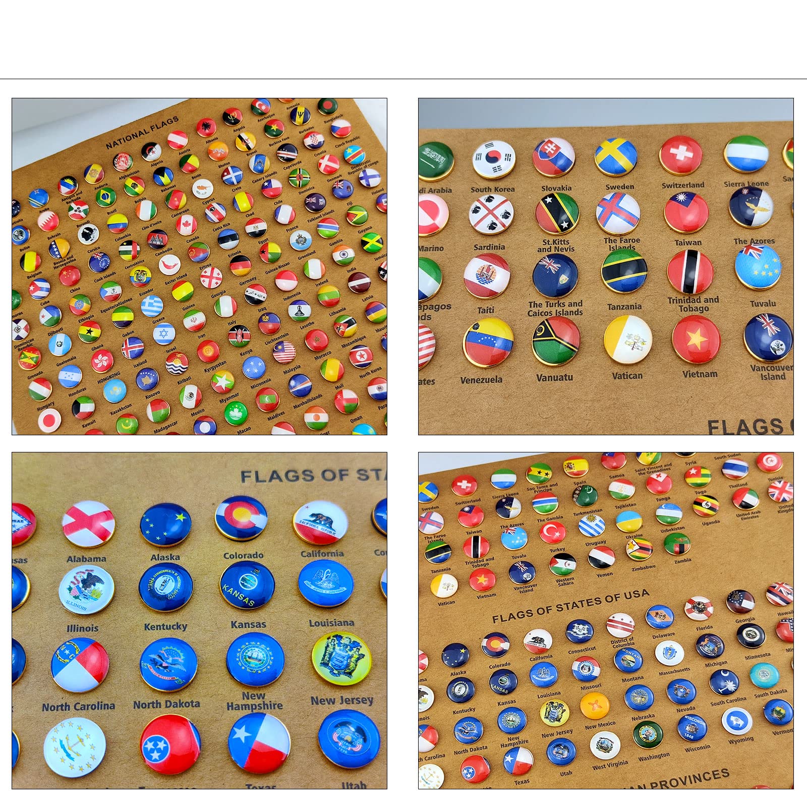 Flylin 291 Pcs National Flag Decorative Push Pins, Steel Push Pins for School Home Office, Modern Style, Flag Color