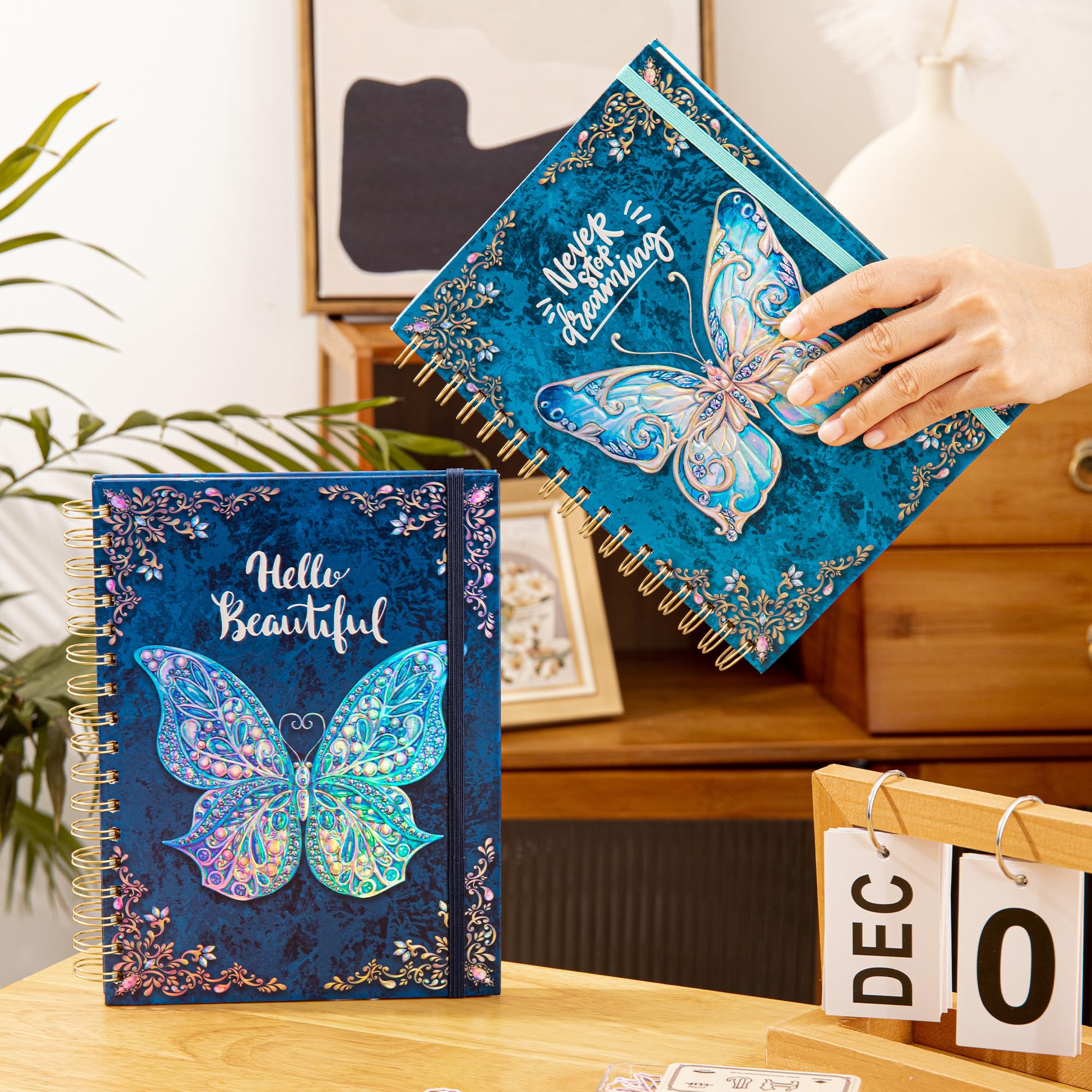 sexeeg Spiral Notebook Journal-Journal for Women-College Ruled Journals for Writing-B5 3D Butterfly Embossed Hardcover Notebooks -192 Pages Lined Paper for School, Office, 9" X 6.9"