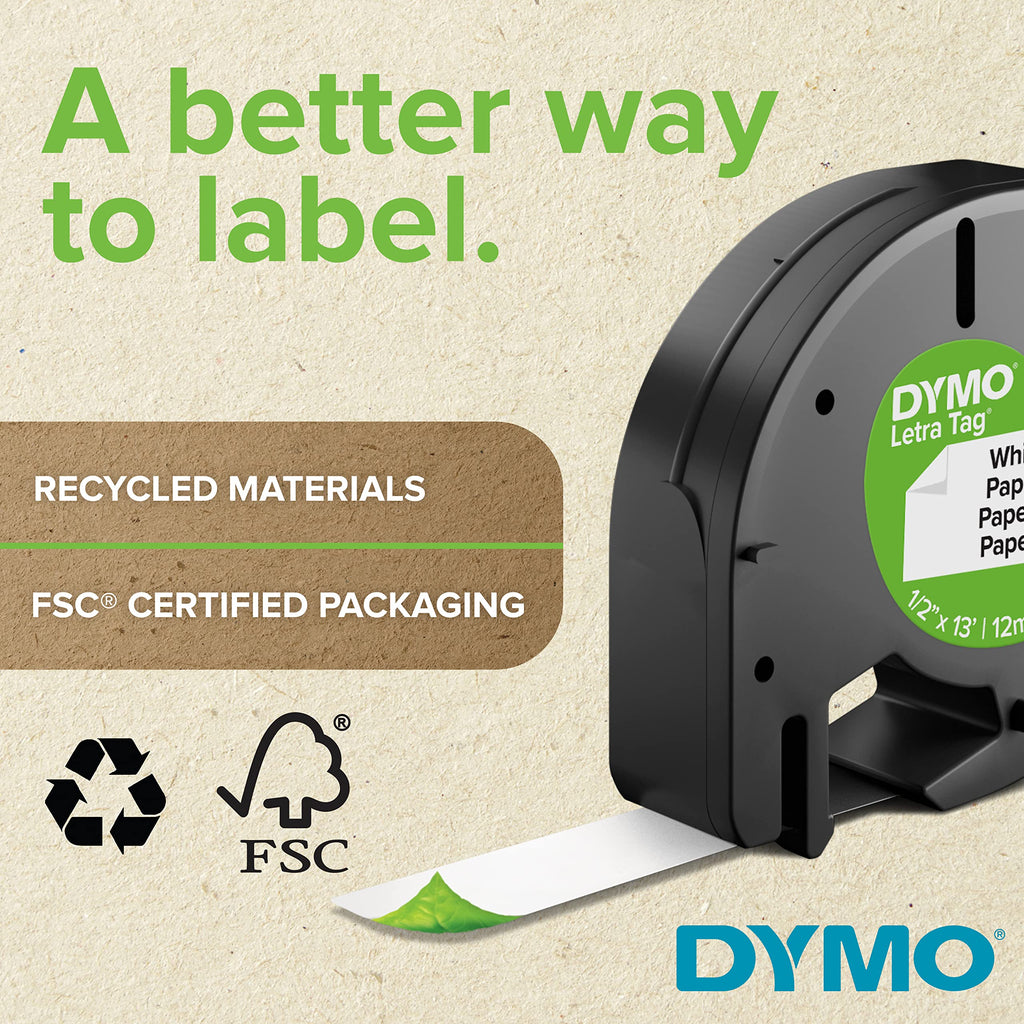 DYMO LT Labels Variety Pack, 1/2" x 13-Foot Rolls, Black Print, 3 Rolls, for LetraTag Label Makers
