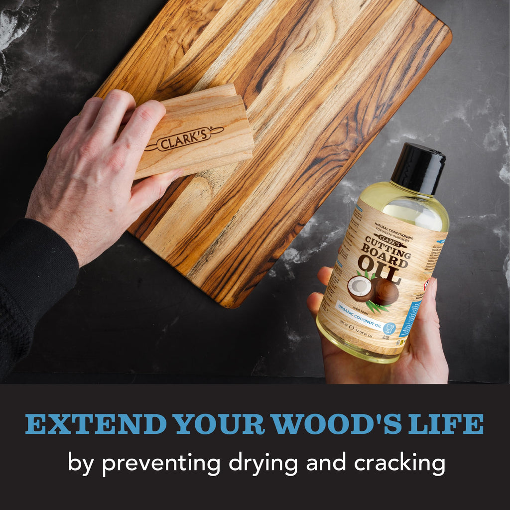 CLARK'S Cutting Board Oil - Pure Organic Coconut Oil for Wood Cutting Board - Butcher Block Conditioner - Restores and Protects Wood, 355ml