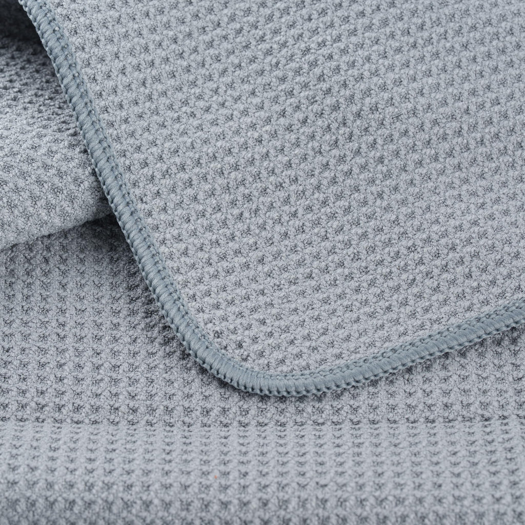 Polyte Premium Microfiber Kitchen Dish Hand Towel Waffle Weave 12 Pack (16x28 in, Gray)