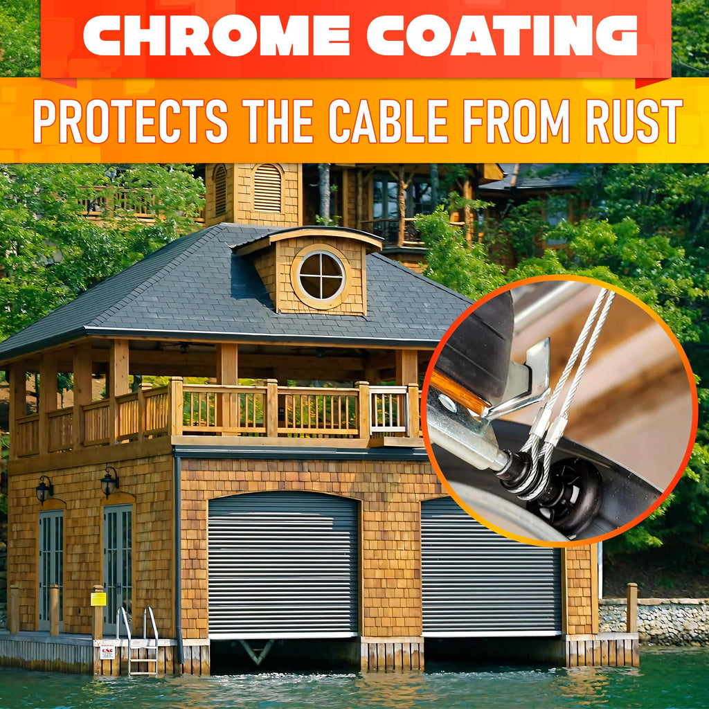 Garage Door Cables for 7 ft Door – 8 ft 6 inch Long, Heavy-Duty 304 Steel Galvanized Cables (Pack of 2) | Corrosion-Resistant, Rust-Proof Wire, Durable, Smooth Operation, Easy Installation, Reliable