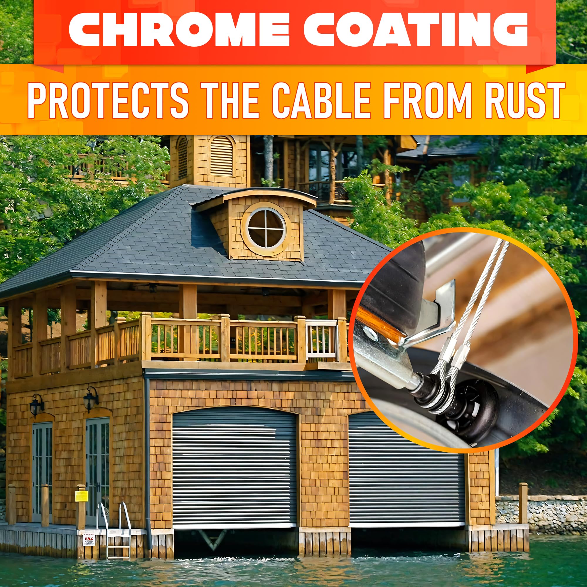 Garage Door Cables for 7 ft Door – 8 ft 6 inch Long, Heavy-Duty 304 Steel Galvanized Cables (Pack of 2) | Corrosion-Resistant, Rust-Proof Wire, Durable, Smooth Operation, Easy Installation, Reliable