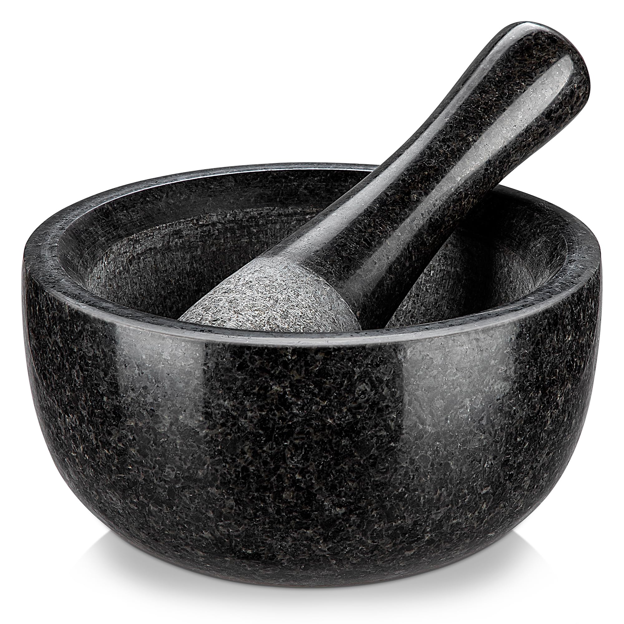 Velaze Large Mortar and Pestle Set, 100% Granite, Natural Unpolished, Herb Crusher, Spice Grinder, Stone Grinder Bowl for Making Guacamole and Pesto, 6.3 Inch Pestle and 16 oz Mortar(2 Cup)