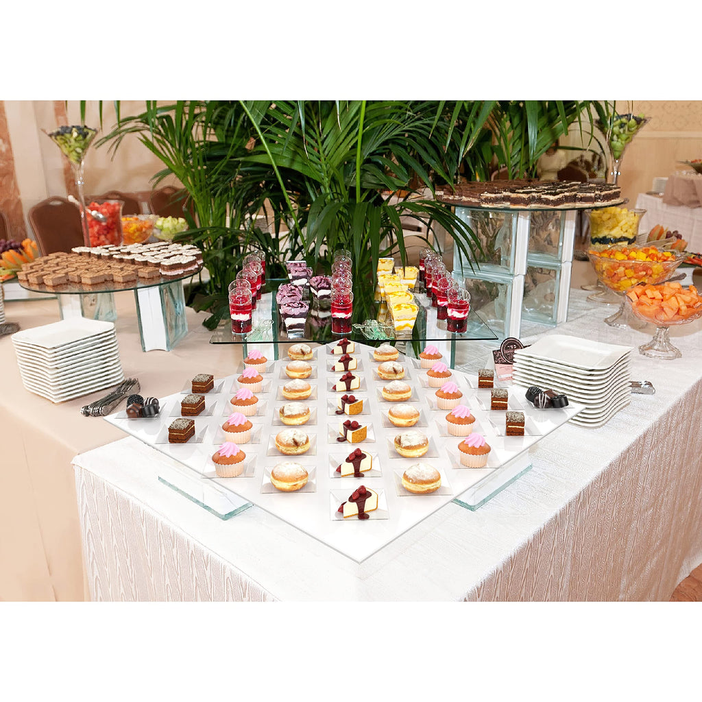 Mini Disposable Appetizer Plates - 100 Pack 2.95 in. x 2.95 in. Crystal Clear Plastic Dessert Plates - Elegant Design for Weddings, Birthdays, and Formal Parties - Stackable and Convenient - BPA Free