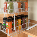 Simple Houseware 2-Tier Spice Rack Slide Out Wire Basket Drawer Organizer for Cupboard and Kitchen, White