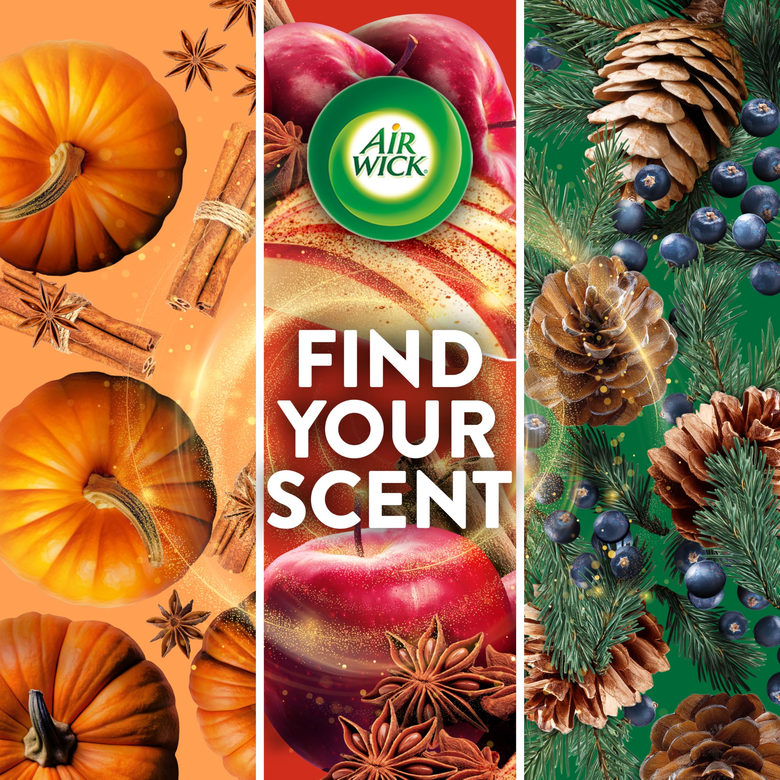 Air Wick Plug in Scented Oil Refill, 5 Ct, Fresh Pine and Juniper, Air Freshener, Essential Oils, Fall Scent, Fall décor