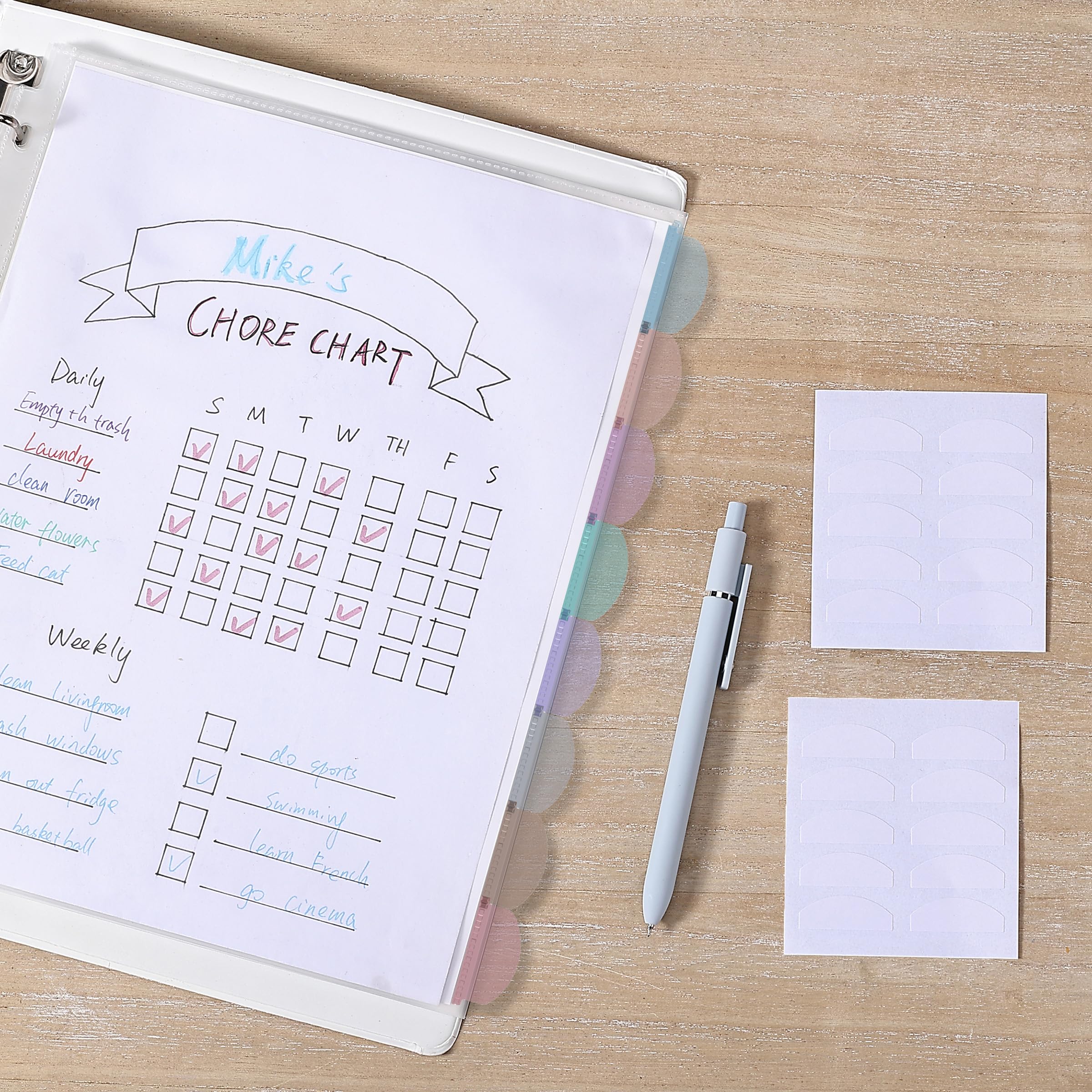 Mr. Pen- Clear Sheet Protectors with Tabs, 8 Tabs, 8 Sets, Clear Plastic Dividers for 3 Ring Binder, Insertable Index Page Divider Multicolor Tabs