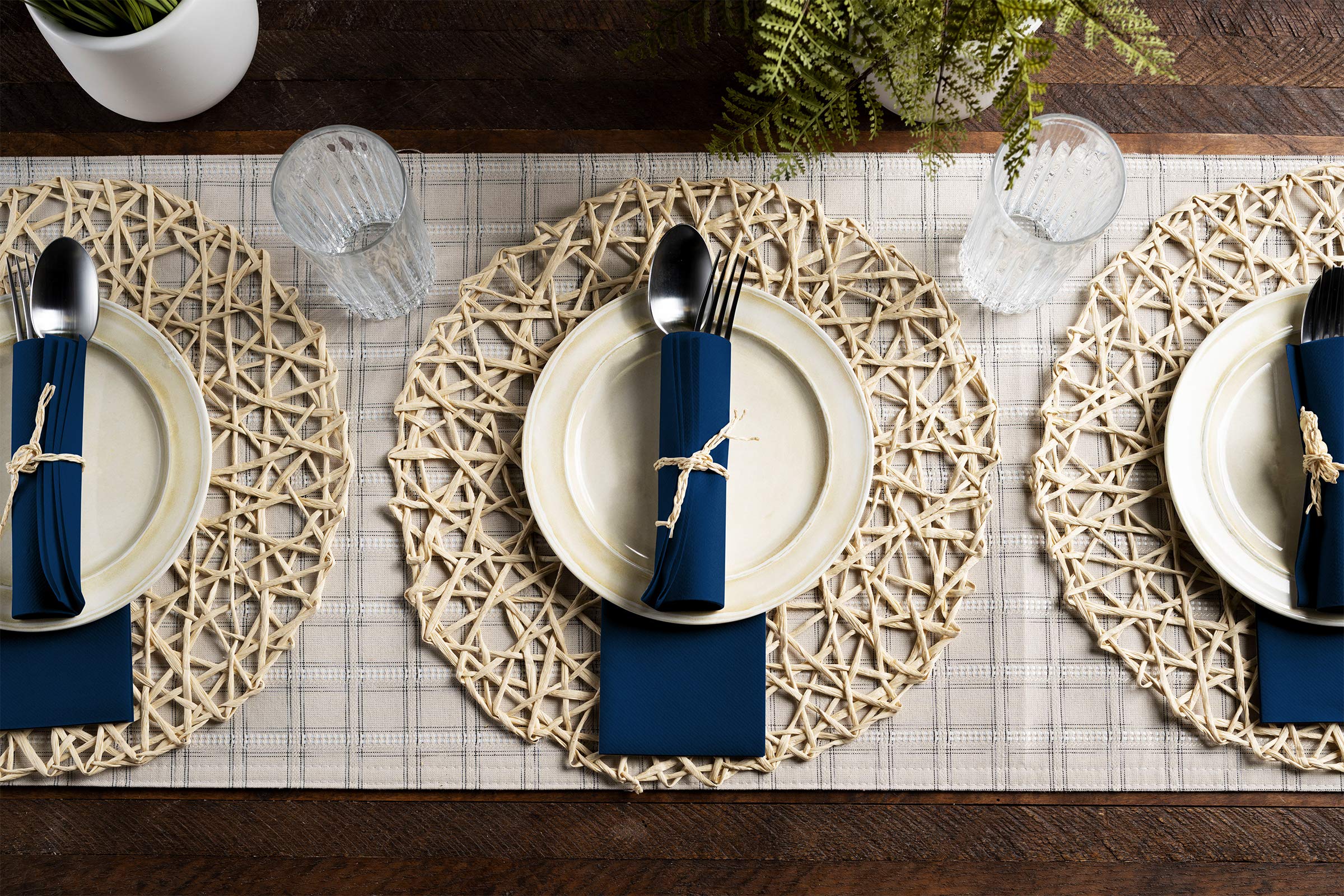 100 Linen-Feel Colored Paper Napkins - Decorative Cloth-Like Dark Blue Dinner Napkins - Soft And Absorbent. For Kitchen, Party, Wedding, Bathroom Or Any Occasion. (Pack of 100)