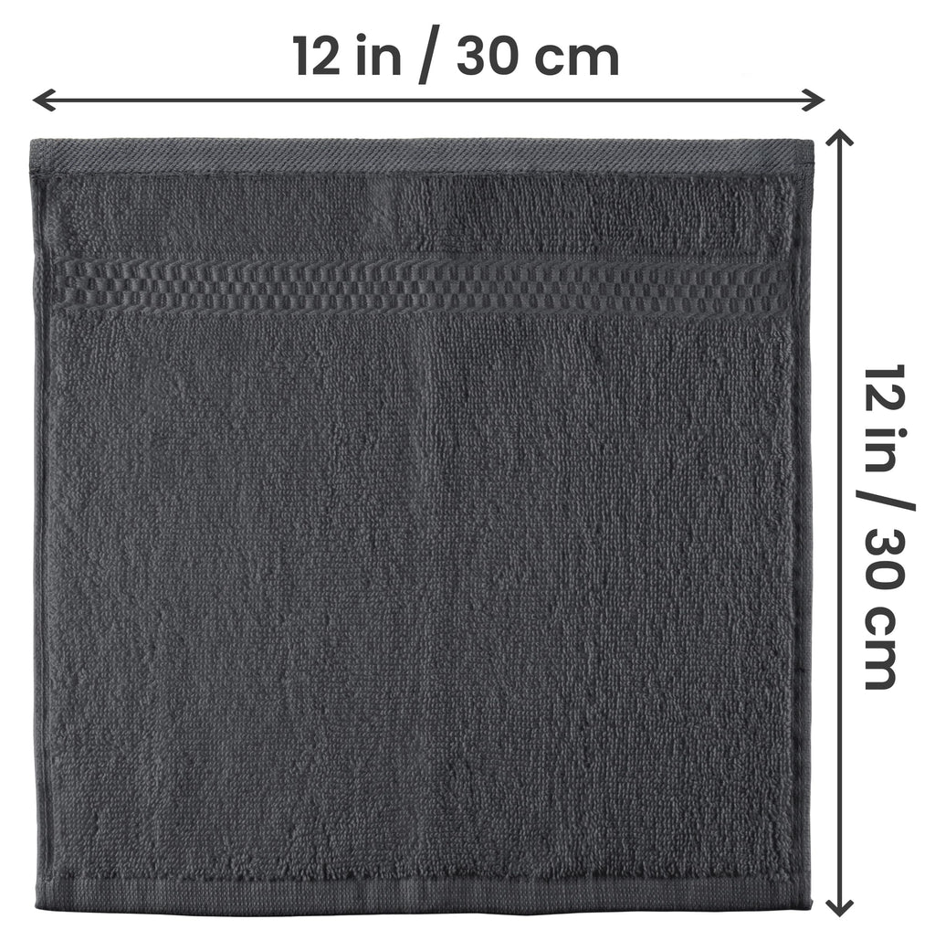 Utopia Towels Premium Washcloth Set, 12 by 12 Inches, 600 GSM 100% Cotton Face Cloths, Highly Absorbent and Soft Feel Fingertip Towels, 12 Pack, Grey