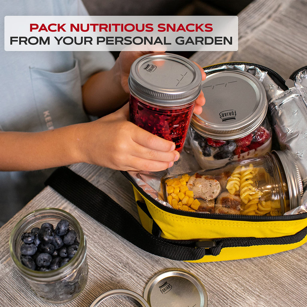FORJARS Canning Lids and Rings Regular Mouth – 24Pcs/12Sets - Airtight Seals on Mason Jars to Preserve Food for Meal Prep - 2.7 In. Stainless Steel and Bands with Silicone Seals – Canning Supplies